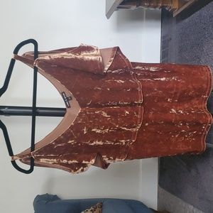 Cable + Gauge Brown Velvet Peplum Top